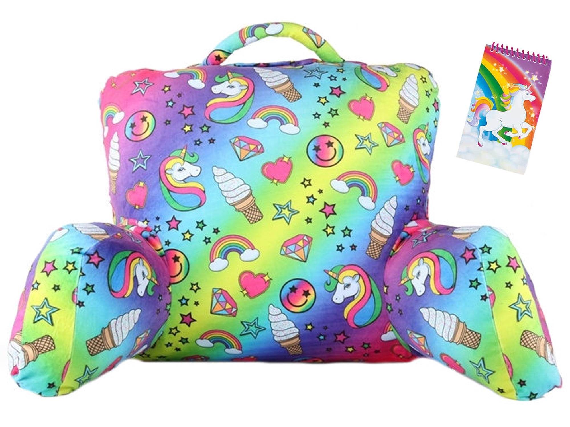 Unicorn Rainbows Husband / Backrest Pillow & Unicorn Notepad, Multi