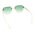 thumbnail image 6 of Luxury Gangster Bevel Rectangle Rimless Jaguar Hinge Showy Sunglasses Gold - Green, 6 of 6