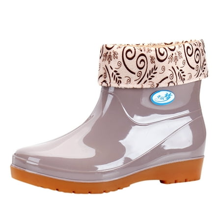 

Tepsmf Rain Womens Winter Boots Women s Flats Non-slip Round Toe Athletic Shoes Waterproof Galoshes Rain Boots