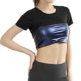 thumbnail image 5 of Shrysg Women's Sweat Shaper Athletic Tee Short Sleeve Compression T-Shirt Performance Baselayer Workout Shirt Blue, 5 of 9