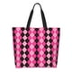 thumbnail image 1 of Disketp pink and black argyle Bolsa Tote Estampada para Mujer, Bolso de Hombro y de Mano para Compras y Viajes, 1 of 8