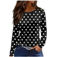 thumbnail image 2 of SYMOID Womens Black Polka Dot Long Sleeve Crew Neck Top - 95% Polyester 5% Spandex, Comfortable Stretch, S-XXL Sizes, Casual & Office Wear,Size S, 2 of 5