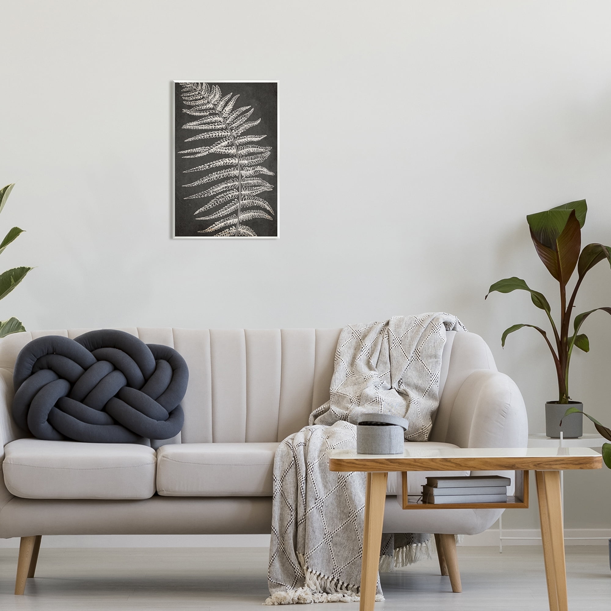 Stupell Industries Fern Leaf on Grey Botanical & Floral Painting Unframed Art Print Wall Art, 13 x 19