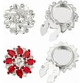 thumbnail image 6 of 4 Pcs 2 Colors Button Covers for Women 21mm Clip on Flower Rhinestone Buttons Cover Jewelry Detachable Shirt Button Clips for Dress Suit Tux Shirt Accessories Jet Silver, 6 of 9
