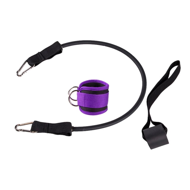 Juego de bandas de resistencia, tubo de fitness, correa elástica para tobillo, anclaje elástico para puerta para piernas y Púrpura
