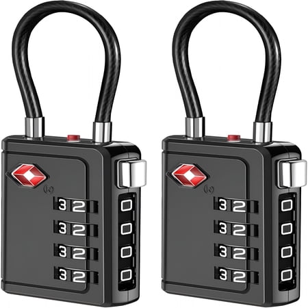 GJX Travel Locks with Open Alert Indicator 4 Digit Combination Resettable Code Zinc Alloy Lock for Suitcase Backpack Bag Toolbox Locker (2 Pack Black)