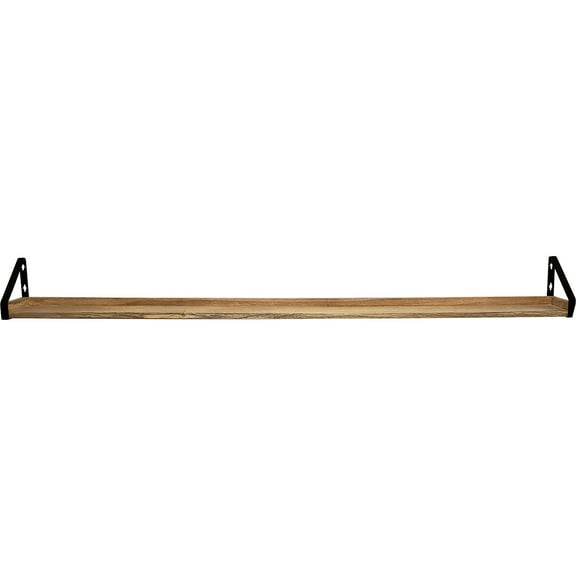 InPlace 60Wx5Dx6H Rustic Mango Walnut Wood Floating Shelf Black Iron Bracket Ledge Shelf 9602113E