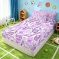 thumbnail image 3 of Manfei Cute Baseball Zipper Twin Comforter Sets with Fitted Sheet and 2 Pillowcases, Sport Zipper Bedding Set, Purple Pink Baseball, 3 of 7