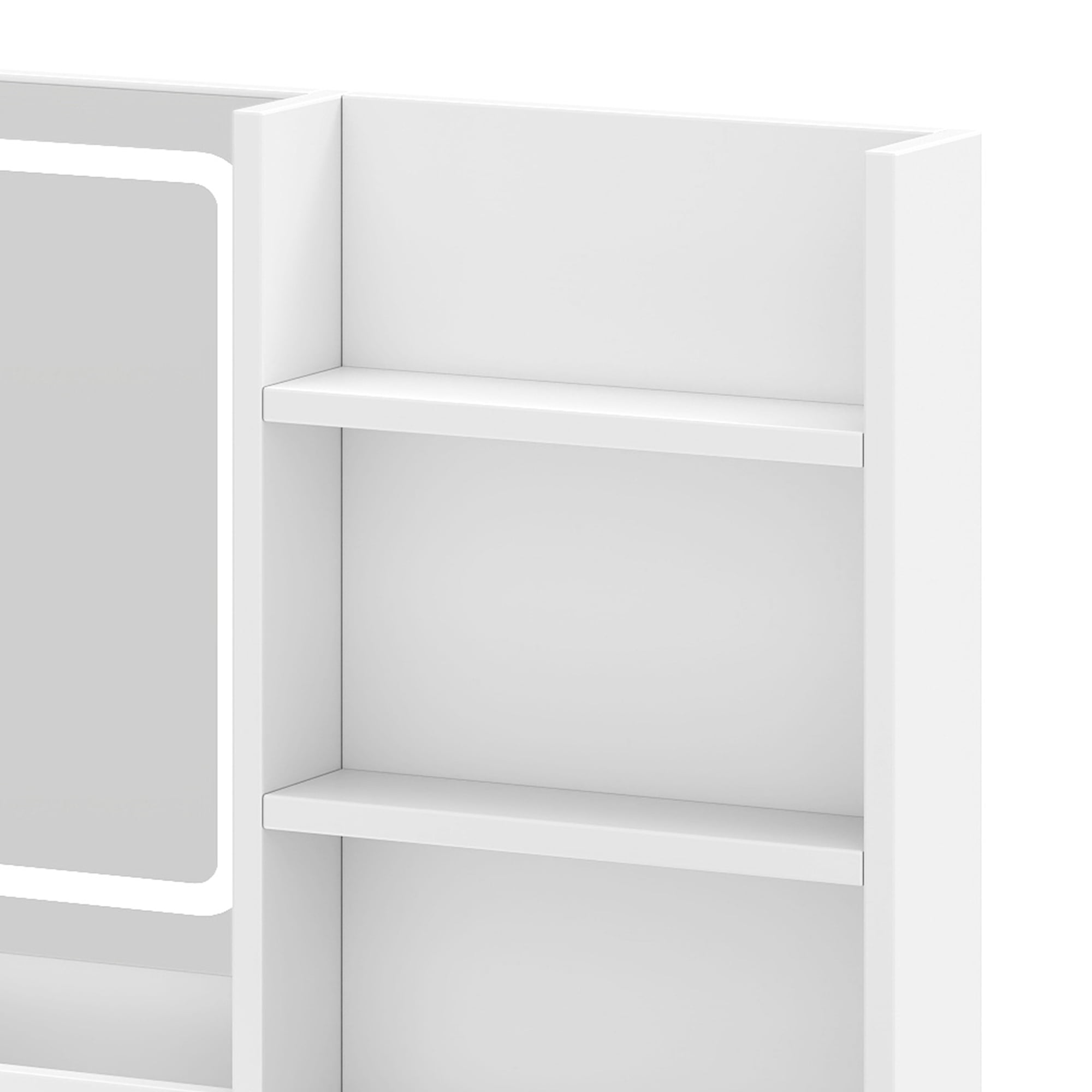 Uforic Vanity Desk with Mirror and LED Lights, Makeup Vanity Table with 2 Drawers & 11 Shelves, Makeup Table with Power Outlet for Bedroom Dressing Room,White