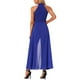 thumbnail image 3 of INSPIRAR CHIC Mono Elegante de Mujer con Cuello Halter Sin Mangas Mono Formal de Pierna Ancha XS Azul Real, 3 of 6