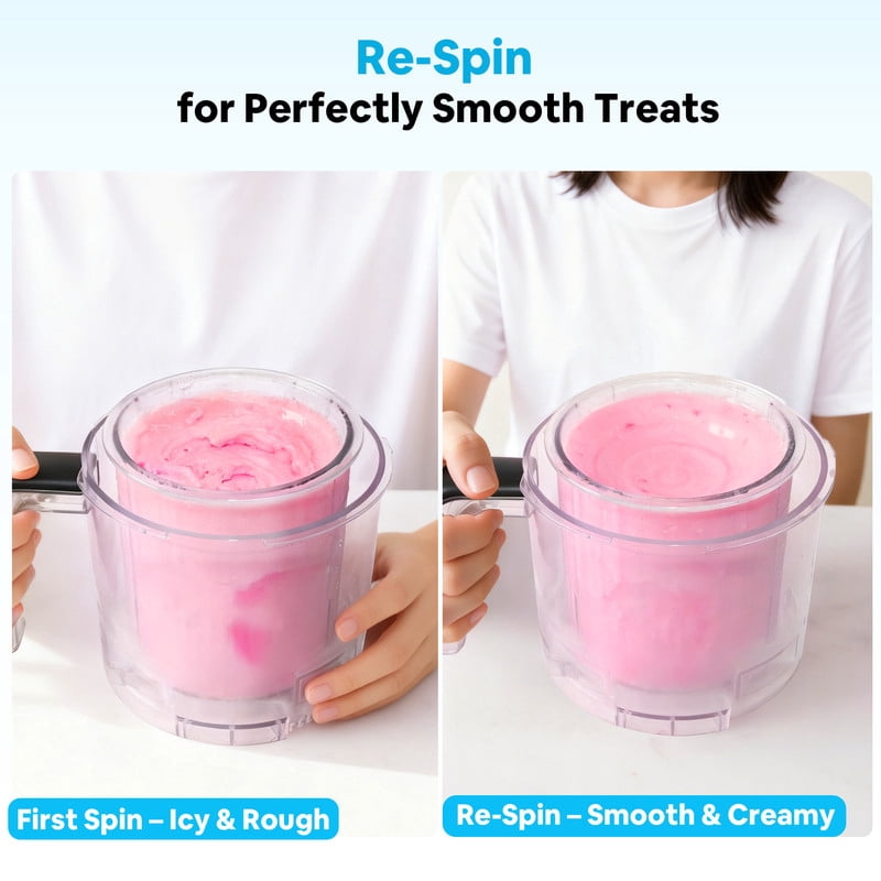 Etust 12-in-1 Ice Cream Maker Machine with Mix-In & Re-Spin Function, Family-Size Frozen Yogurt & Gelato Maker, 16oz Capacity