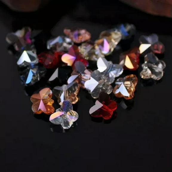 U8MO 20pcs 10mm Butterfly Faceted Crystal Glass DIY Craft Loose Jewelry Spacer Beads-Random Mixed