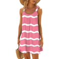 thumbnail image 2 of bnaln Ladies Dresses Womens Summer Beach Sundress Cover Ups Striped Printed Above the Knee Dresses Athletic Casual Short Tank Dress Tshirts Dresses Sleeveless Mini Dress, 2 of 5