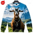 thumbnail image 1 of Sudadera con capucha con estampado 3D de cabras gritando de Harajuku, sudadera con cuello redondo con gráfico de ovejas, sudadera con capucha divertida para niños, sudadera con cuello redondo, 1 of 5
