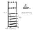 thumbnail image 2 of Mueble Zapatera Perchero Armario Multifuncional Ganchos 2 En 1 Rack Metálico Organizador Armable Modelo negro, 2 of 4