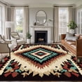 thumbnail image 2 of Brown Teal Red Boho Large Area Rugs for Bedroom Living Room, Soft Non Slip Carpet Bedside Rug, Southwestern Retro Geometric Abstract Rectangular Floor Cover Kitchen Accent Rug 8'x10' for Office, 2 of 9