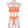 thumbnail image 3 of Encaje sexy conjunto de ropa interior sujetador ropa interior regalo para mujer, naranja fluorescente, L 2 piezas Methold XX000054-46, 3 of 7