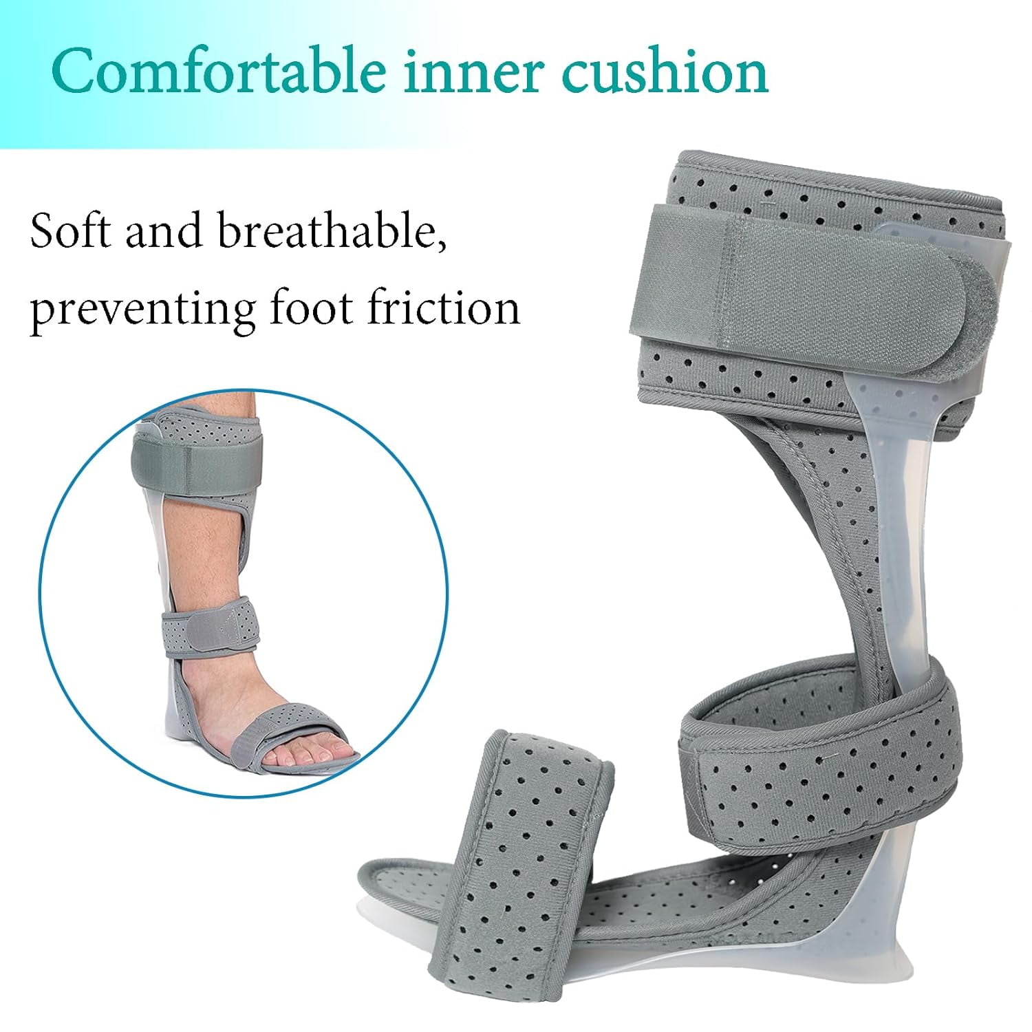 Orthomen AFO Foot Drop Brace, Medical Ankle Foot Orthosis Support, Drop Foot Postural Correction Brace (Gray, XL-L)