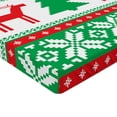 thumbnail image 2 of Ambesonne Christmas Fitted Sheet, Holiday Season Deer, Queen Size, Red Green White, 2 of 3