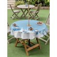 thumbnail image 3 of Outdoor Tablecloth with Umbrella Hole and Zipper, Light Blue Snowman Christmas Round Table Cloth 60 Inch Waterproof Tablecloth, Winter Snowflake Pine Xmas Tree Picnic Table Cover for Patio Camping, 3 of 7