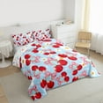 thumbnail image 3 of Homewish Red Cherry Girl 3-Piece Full Size Comforter Sets,Dreamy Princess Bow Knot Bedding Comforter Set,Flower Daisy Polka Dots Lightweight Bedding Sets,Ultra Soft Home Decor,Reversible, 3 of 8