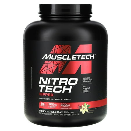 Nitro Tech Ripped  Lean Protein + Weight Loss  French Vanilla Bean  4 lbs (1.81 kg)  MuscleTech