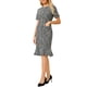 thumbnail image 4 of Vestido de cola de pez de manga corta para mujer INSPIRE CHIC 2025, elegante, de tweed, ajustado, talla XL, negro, 4 of 5