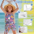 thumbnail image 6 of Xoenoiee Tropical Toucan Hibiscus Palm Leaf Print Girls Swimsuit One Piece Bathing Suit with Cover Up Skirt, Summer Adjustable Straps Padded Swimwear, Set of 2, Size 17-18 Years, 6 of 7