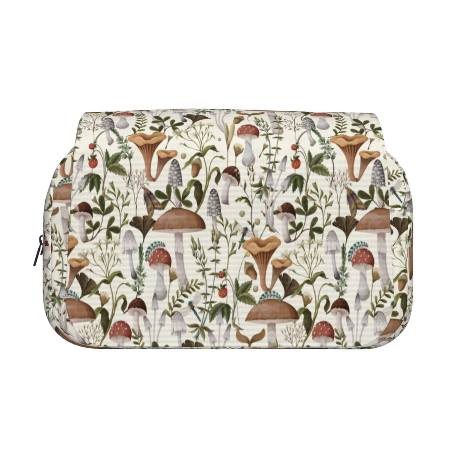 Rateoe Mushroom Garnish Pattern Double Clamshell Pen Case, Storage Organizer with Two Zipper Compartments– Holds Up to 50 Pencils & Pens