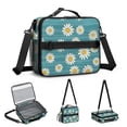thumbnail image 5 of Daisy Pioneer Flower Green Pattern Insulated Lunch Bag with Shoulder Strap and Bottle Holder,Bento School Lunch Bag Box,11x9.5x3.5 Inches, 5 of 5