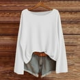 thumbnail image 2 of Lenpel Women's Tops Trendy Bell Long Sleeve Boat Neck Solid Color T Shirts Loose Tunic Blouse Soft Casual Tees(White,X-Large), 2 of 7