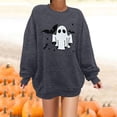 thumbnail image 2 of Halloween Sweatshirt for Women Hoodless Sweatshirt Casual Long Sleeve Graphic Crewneck Pullover Top for Women Grey L, 2 of 7