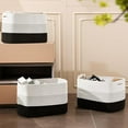 thumbnail image 4 of Rope Basket for Storage - 12”x10”x9” Storage Cubes, Decorative Organizer Shelfs, Woven Basket with Handles, Basket for Organizing, Home, Laundry (4-Pack, White & Black), 4 of 14