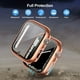 thumbnail image 4 of 2 Pack Hard PC Case with Tempered Glass Screen Protector Compatible with Apple Watch Series 7 41mm, Clear+Rose Gold, 4 of 5