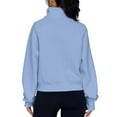 thumbnail image 4 of Hoodies for Women Women's Long Sleeve Casual Lapel Pullover Half Zip Sweatshirts Thumb Hole Cropped Sweatshirts With Pocket Sweatshirts for Women Blue L, 4 of 6