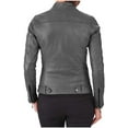 thumbnail image 2 of Luis Women's Lambskin Leather Grey Bomber Biker Jacket, 2 of 3
