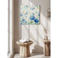 thumbnail image 6 of Wall Art Prints, Blue Flora Framed Canvas Prints for Bedroom Living Room Bathroom Office, Spring Hydrangea Flowers Hydrangea Dragonfly Beige Gallery Wrap Wall Art Poster for Gifts Home Decor 24"x24", 6 of 9