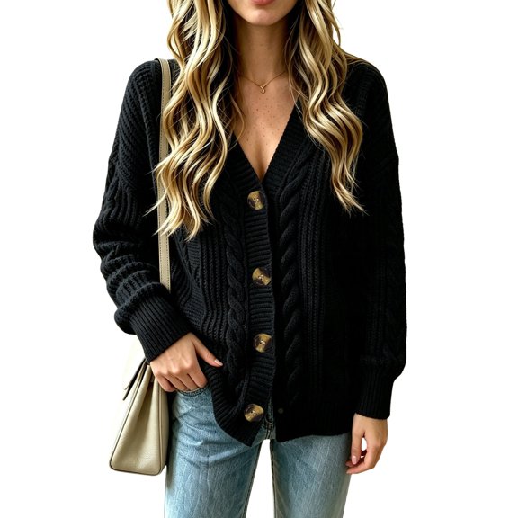 Sewkxo Cardigan Sweaters for Women Lightweight Knit Sweater | Womens Cardigans Long Sleeve Button Down Oversized Cute Open Front Coat Casual Fashion Fall Winter Clothes,Pink L