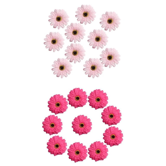 20 piezas de cabezas de flores de margarita de gerbera artificiales para bricolaje rosa y rojo rosa