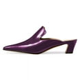 thumbnail image 4 of FSJ Women Comfortable Chunky Block Low Heel Mules Square Closed Toe Backless Loafers Slip On Office Clogs Slides Shoes Size 5 Purple, 4 of 5