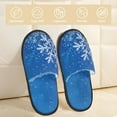 thumbnail image 2 of Bixox Men's Women's Blue Christmas With Snowflakes Patterned Plush House Slippers, Memory Foam Slippers, Indoor and Outdoor Warm Plush Bedroom Shoes, Soft Flat Sole, Comfortable and Non-slip, 2 of 5