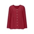 thumbnail image 4 of Women's Casual Quarter Sleeve V-Neck Solid Color T-Shirt Blouse, 4 of 6