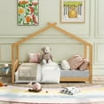 thumbnail image 2 of Aukfa House Bed, Wood Twin Platform Bed for Kids, Floor Bed - Oak, 2 of 8