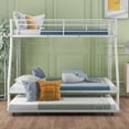 thumbnail image 2 of Euroco Metal Twin over Full Bunk Bed with Moveable Trundle & 2 Ladders for Bedroom, 3 Beds for Kids Teens Adults and Guests, White, 2 of 13