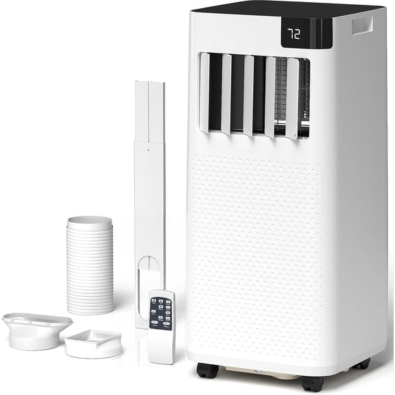 FREE VILLAGE Portable Air Conditioners,8,000 BTU Portable AC Unit with Cool Up to 350 Sq.ft,Fan & Dry Modes/Fast Cooling/Remote Control/24Hrs Timer for Bedroom/Apartments/Indoor Rooms,White