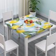 thumbnail image 3 of Yellow Lemon Fruit Flowers BlueWhite Pattern Square Fitted Tablecloth with Elastic Edge,Square Table Cover,Washable Elastic Table Cover for Home Kitchen Party Decor 34"x34", 3 of 6