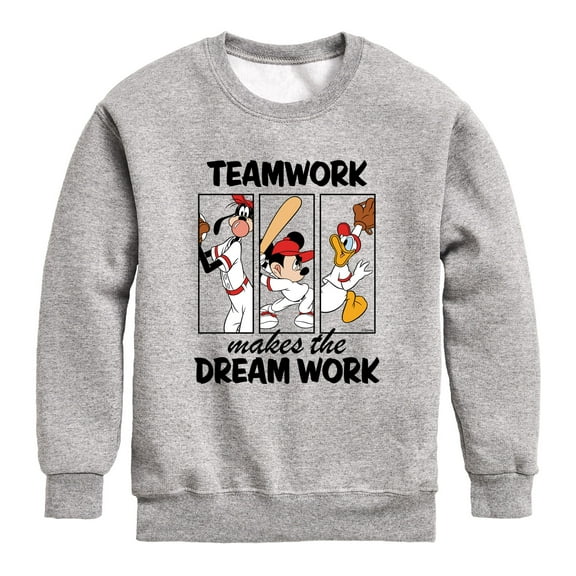 Mickey & Friends - Teamwork Makes The Dream Work - Toddler And Youth Crewneck Fleece Sweatshirt