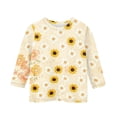thumbnail image 4 of Girls Cute Summer Tops Size 6-7 Soft Casual 3/4 Sleeve Crew Neck Girls Shirts Funny Daisy Printed T-Shirts Girls Clothes Tunic Tops Yellow 9-10 Years, 4 of 5