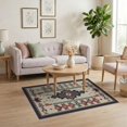 thumbnail image 3 of ODIKA 4'x6' Gray Teal Geometric Pattern Washable Area Rug Intricate Ink Multi Motif Design for Home Office, Under Desk, Non-Slip Chair-Friendly, Flatwoven, 3 of 7
