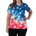 thumbnail image 3 of Women V Neck Short Sleeve Printed Scrub Top with Star Pattern and Two Front Pockets for Work Uniforms Blue L, 3 of 5